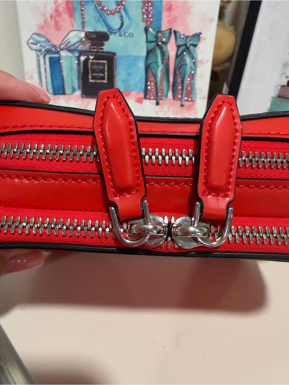 Salvatore Ferragamo Red Embossed Patent Leather Crossbody - Picture 11 of 13